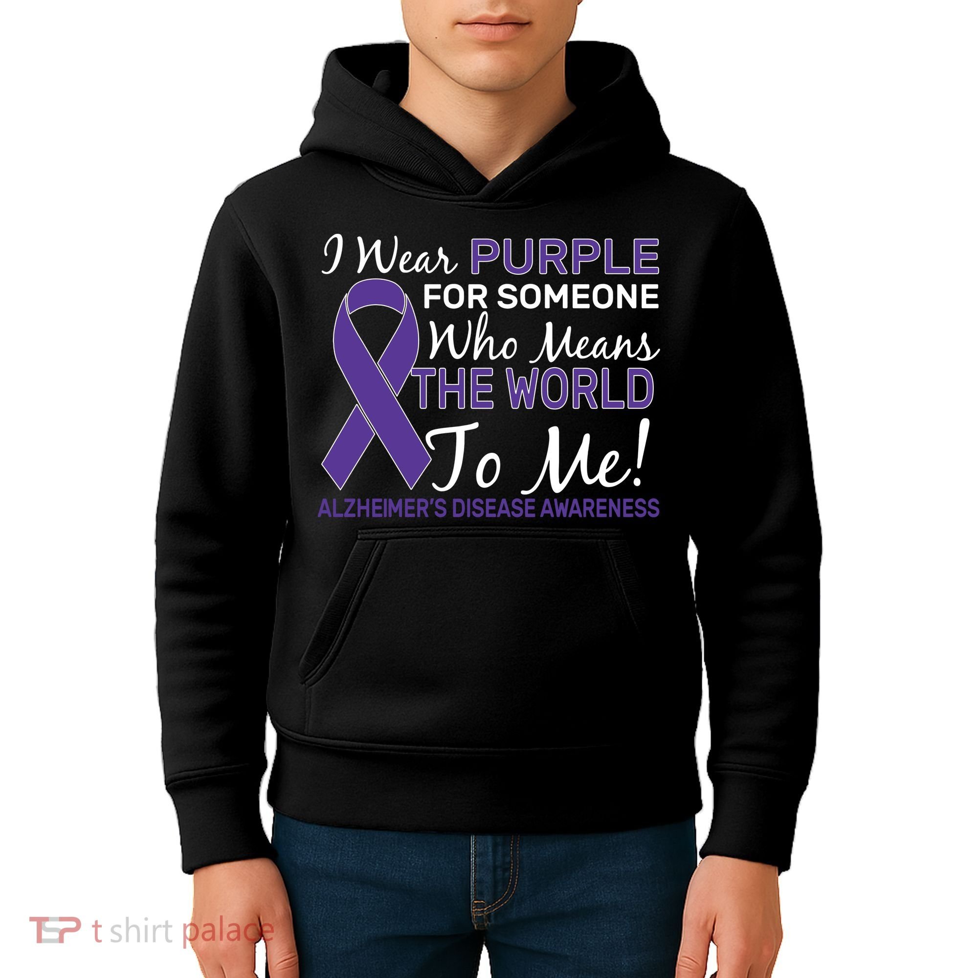 I Wear Purple Alzheimer's Disease Awareness Kids Hoodie