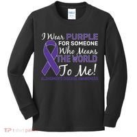 I Wear Purple Alzheimer's Disease Awareness Kids Long Sleeve Shirt thumb 0