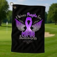 I Wear Purple For Lupus Awareness Golf Towel thumb 1
