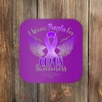 I Wear Purple For Lupus Awareness Coaster thumb 0