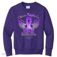 I Wear Purple For Lupus Awareness Kids Sweatshirt thumb 0