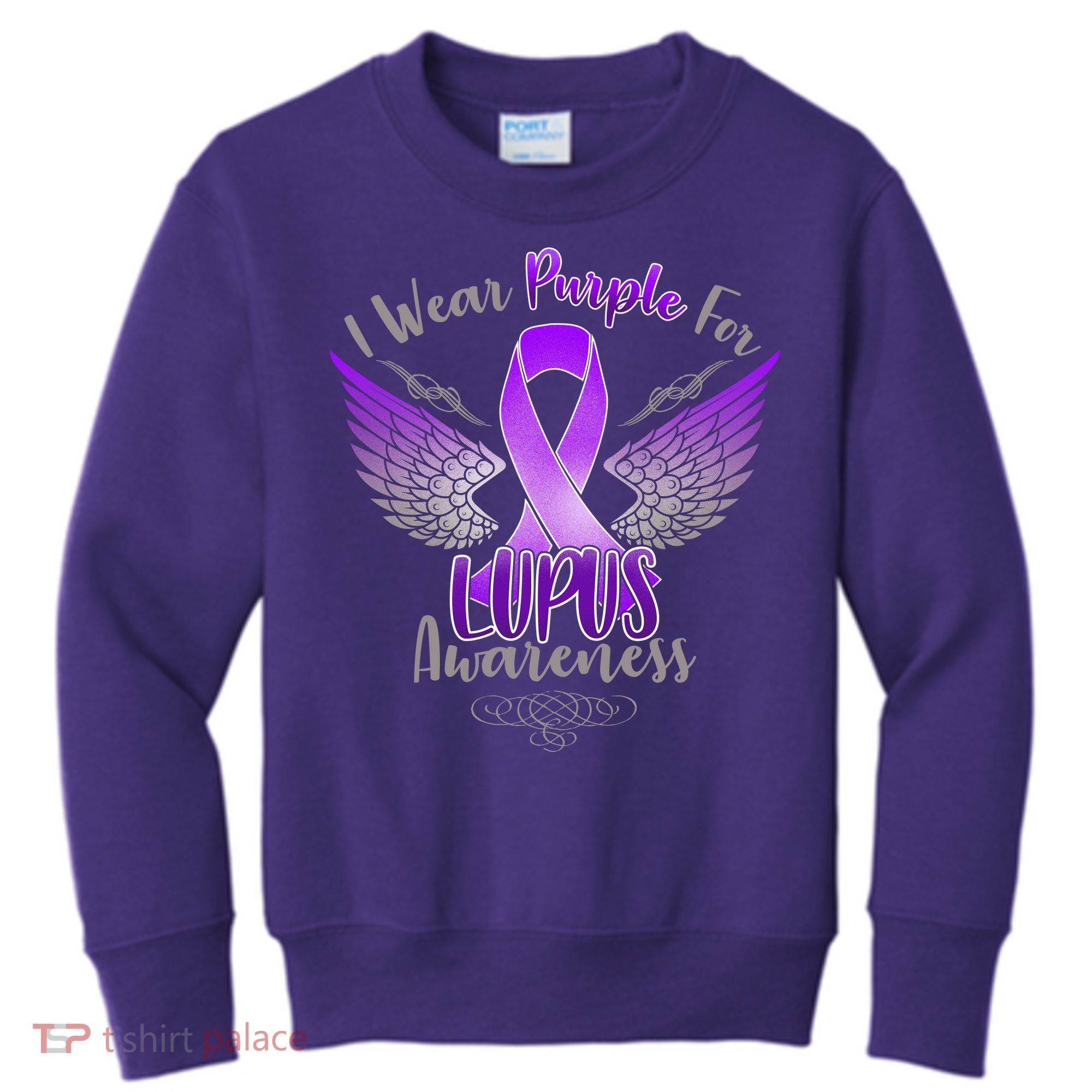 I Wear Purple For Lupus Awareness Kids Sweatshirt