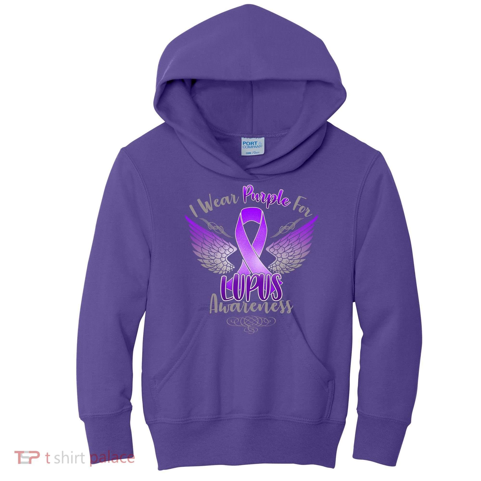 I Wear Purple For Lupus Awareness Kids Hoodie