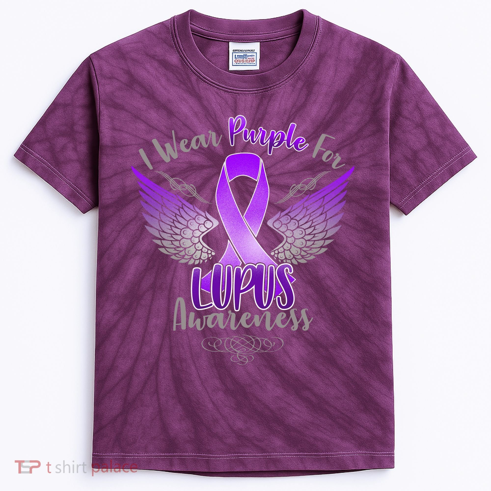 I Wear Purple For Lupus Awareness Kids Tie-Dye T-Shirt