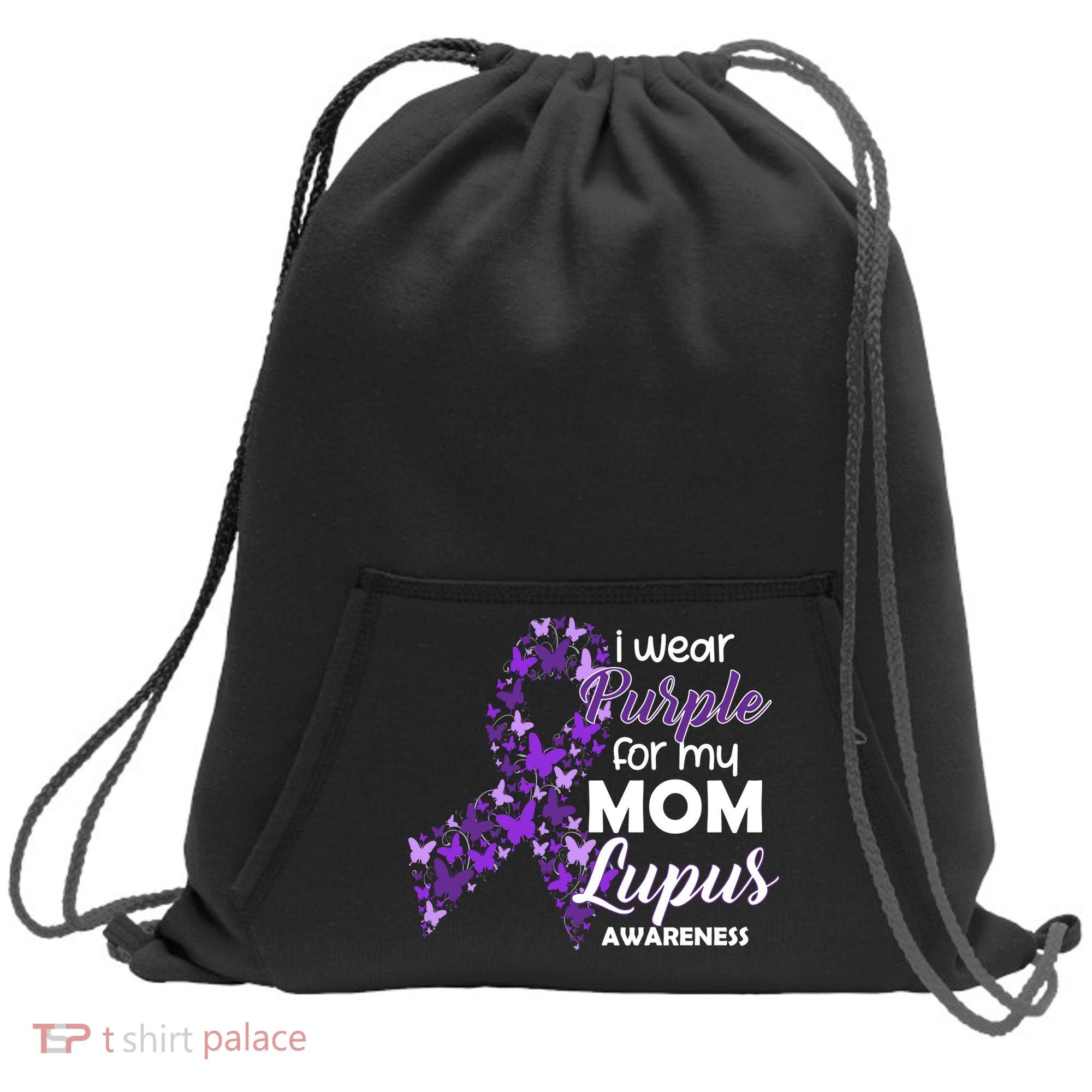 I Wear Purple For My Mom Lupus Awareness Sweatshirt Cinch Pack Bag