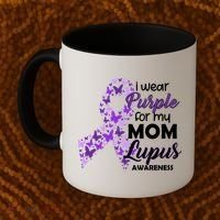 I Wear Purple For My Mom Lupus Awareness Coffee Mug thumb 2