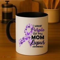 I Wear Purple For My Mom Lupus Awareness Coffee Mug thumb 4