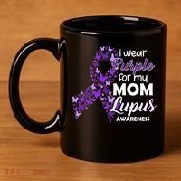 I Wear Purple For My Mom Lupus Awareness 11oz C Handle Ceramic Mug thumb 4
