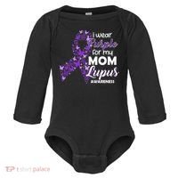 I Wear Purple For My Mom Lupus Awareness Baby Long Sleeve Bodysuit thumb 0