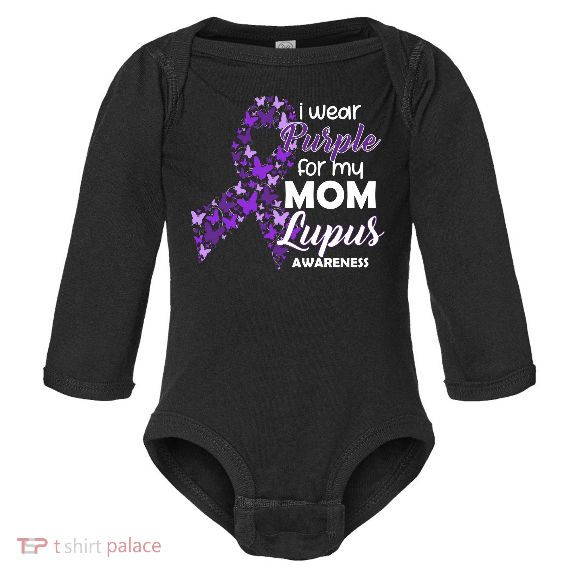 I Wear Purple For My Mom Lupus Awareness Baby Long Sleeve Bodysuit