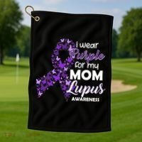 I Wear Purple For My Mom Lupus Awareness Golf Towel thumb 1