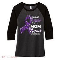 I Wear Purple For My Mom Lupus Awareness Women's Tri-Blend 3/4-Sleeve Raglan Shirt thumb 0