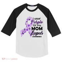 I Wear Purple For My Mom Lupus Awareness Kids Colorblock Raglan Jersey thumb 0