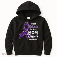 I Wear Purple For My Mom Lupus Awareness Kids Hoodie thumb 0