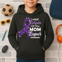 I Wear Purple For My Mom Lupus Awareness Kids Hoodie thumb 2