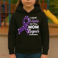 I Wear Purple For My Mom Lupus Awareness Kids Hoodie thumb 3