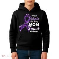 I Wear Purple For My Mom Lupus Awareness Kids Hoodie thumb 4