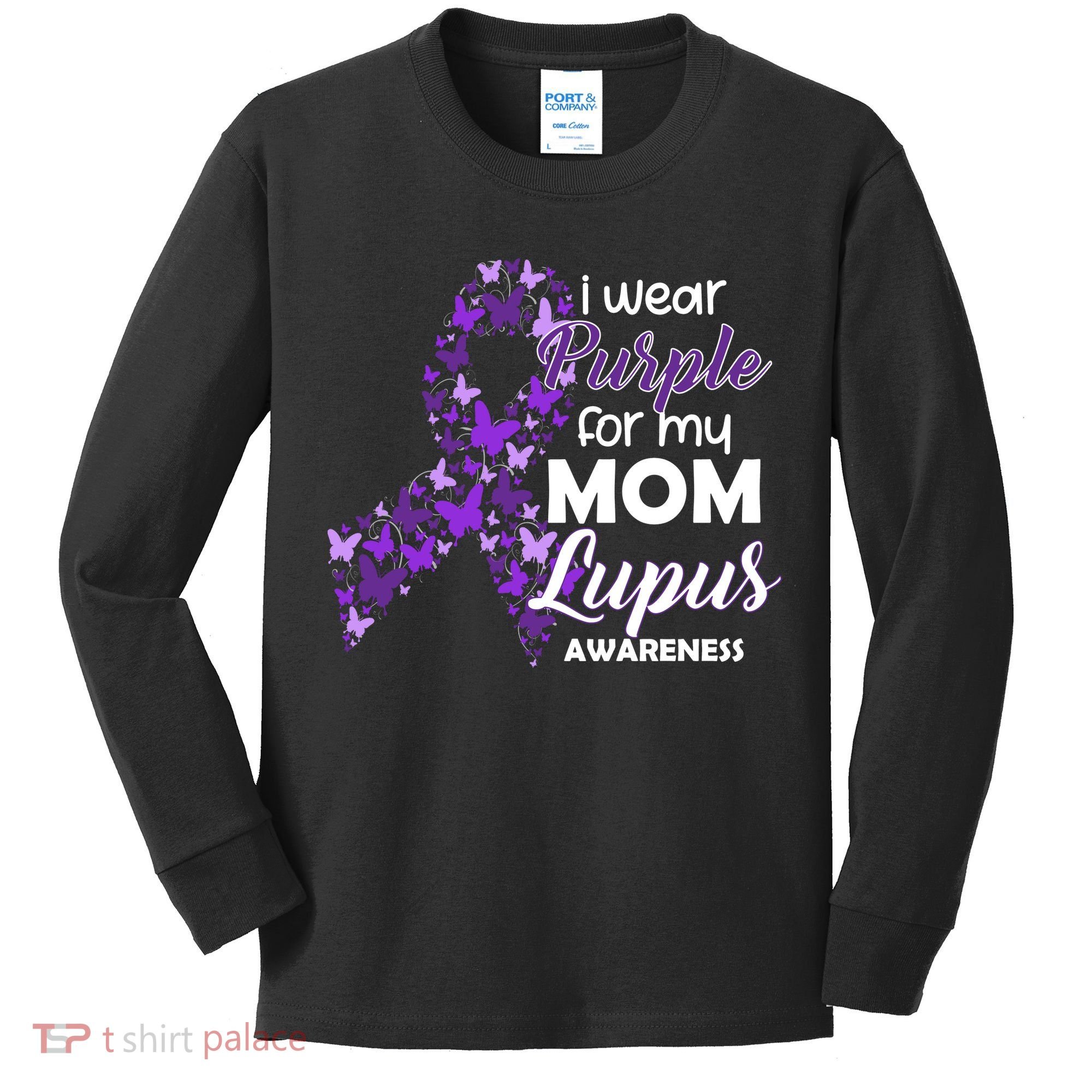 I Wear Purple For My Mom Lupus Awareness Kids Long Sleeve Shirt