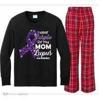 I Wear Purple For My Mom Lupus Awareness Kids Long Sleeve Plaid Pajama Set thumb 0