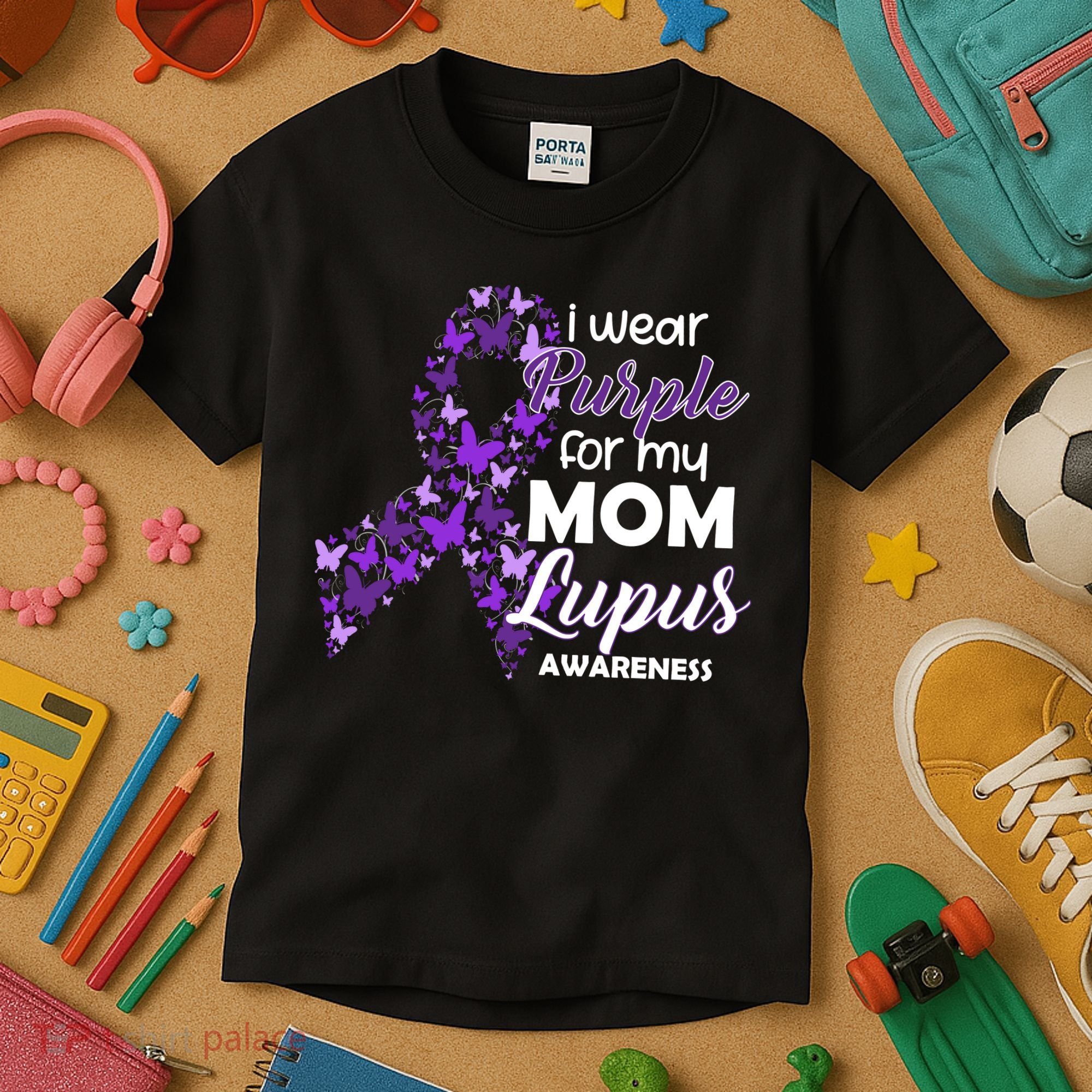 I Wear Purple For My Mom Lupus Awareness Kids T-Shirt