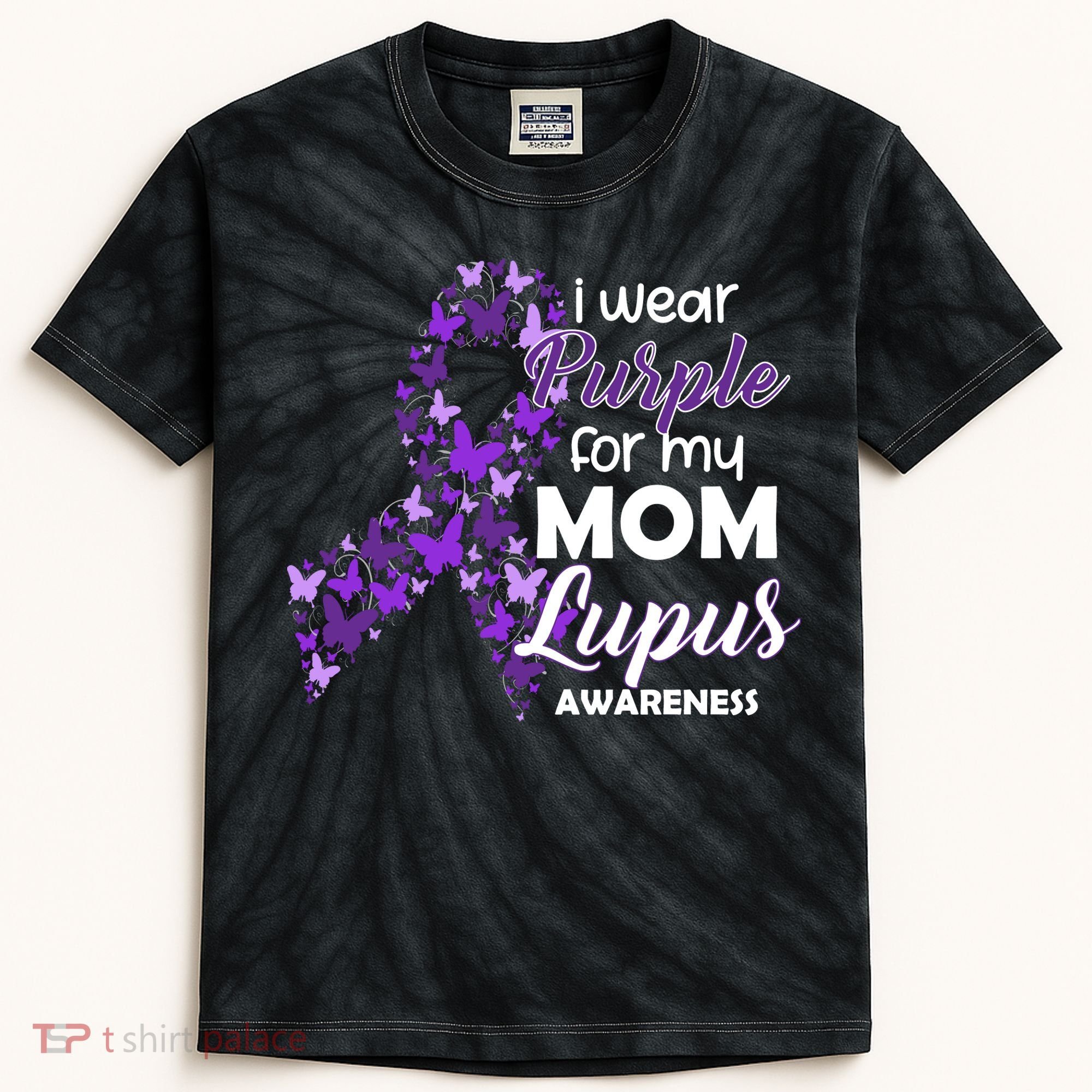 I Wear Purple For My Mom Lupus Awareness Kids Tie-Dye T-Shirt