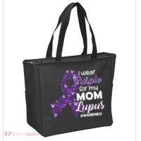 I Wear Purple For My Mom Lupus Awareness Tote Bag thumb 2