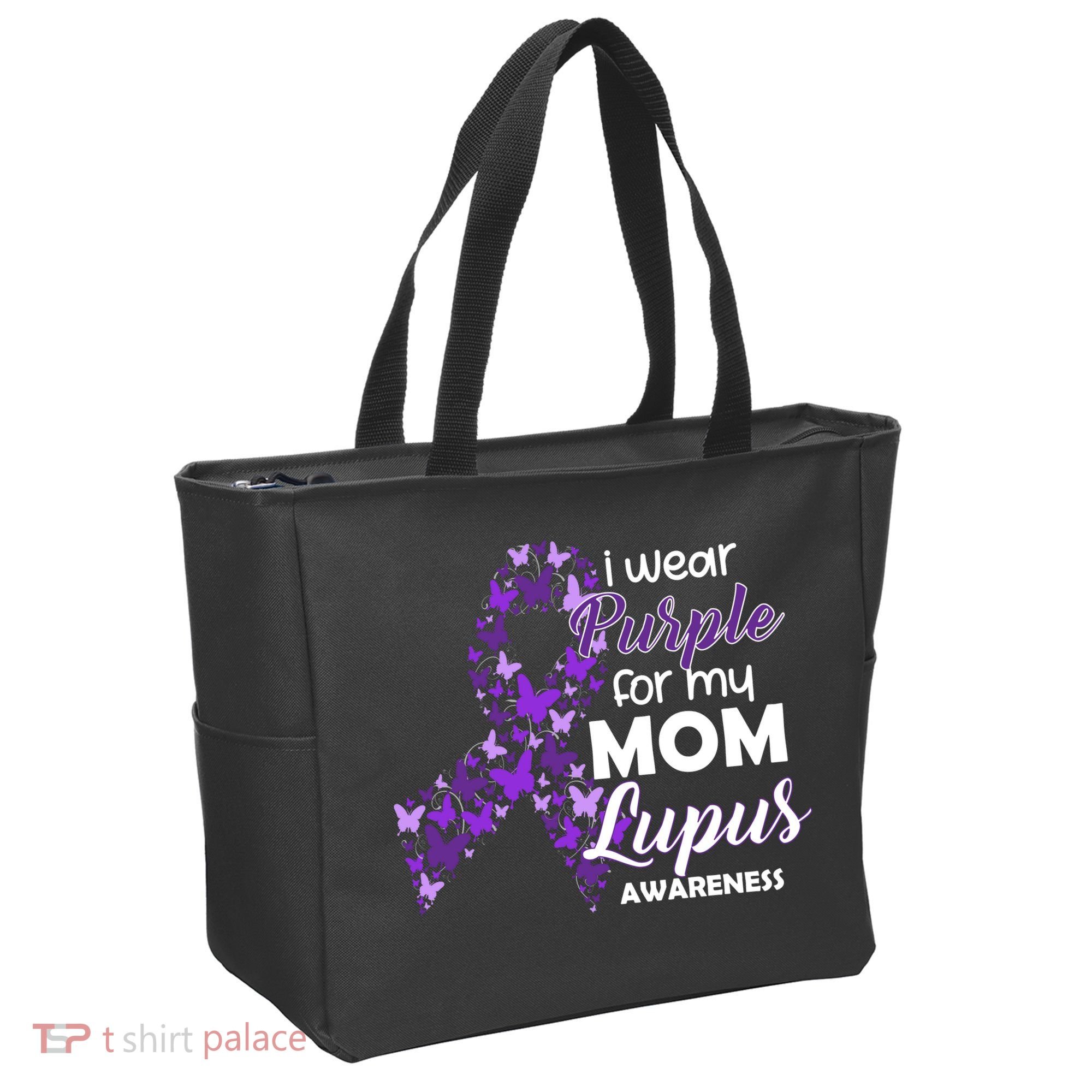 I Wear Purple For My Mom Lupus Awareness Tote Bag