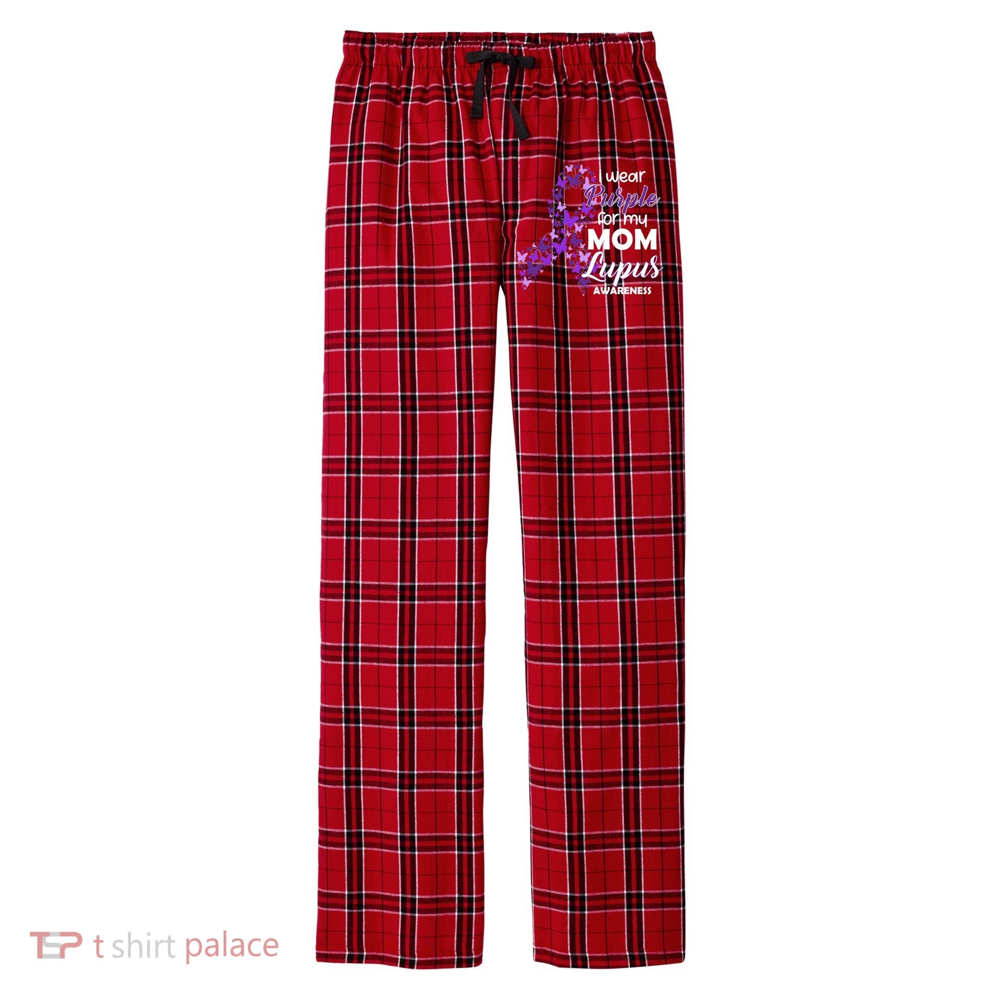 I Wear Purple For My Mom Lupus Awareness Men's Flannel Plaid Pajama Pants