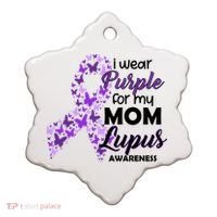 I Wear Purple For My Mom Lupus Awareness Ceramic Ornament thumb 0