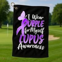 I Wear Purple For Myself Lupus Awareness  Golf Towel thumb 1