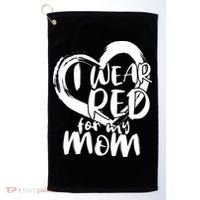 I Wear Red For My Mom Heart disease Awareness Golf Towel thumb 0