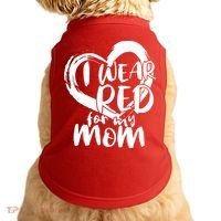 I Wear Red For My Mom Heart disease Awareness Doggie Tank thumb 0