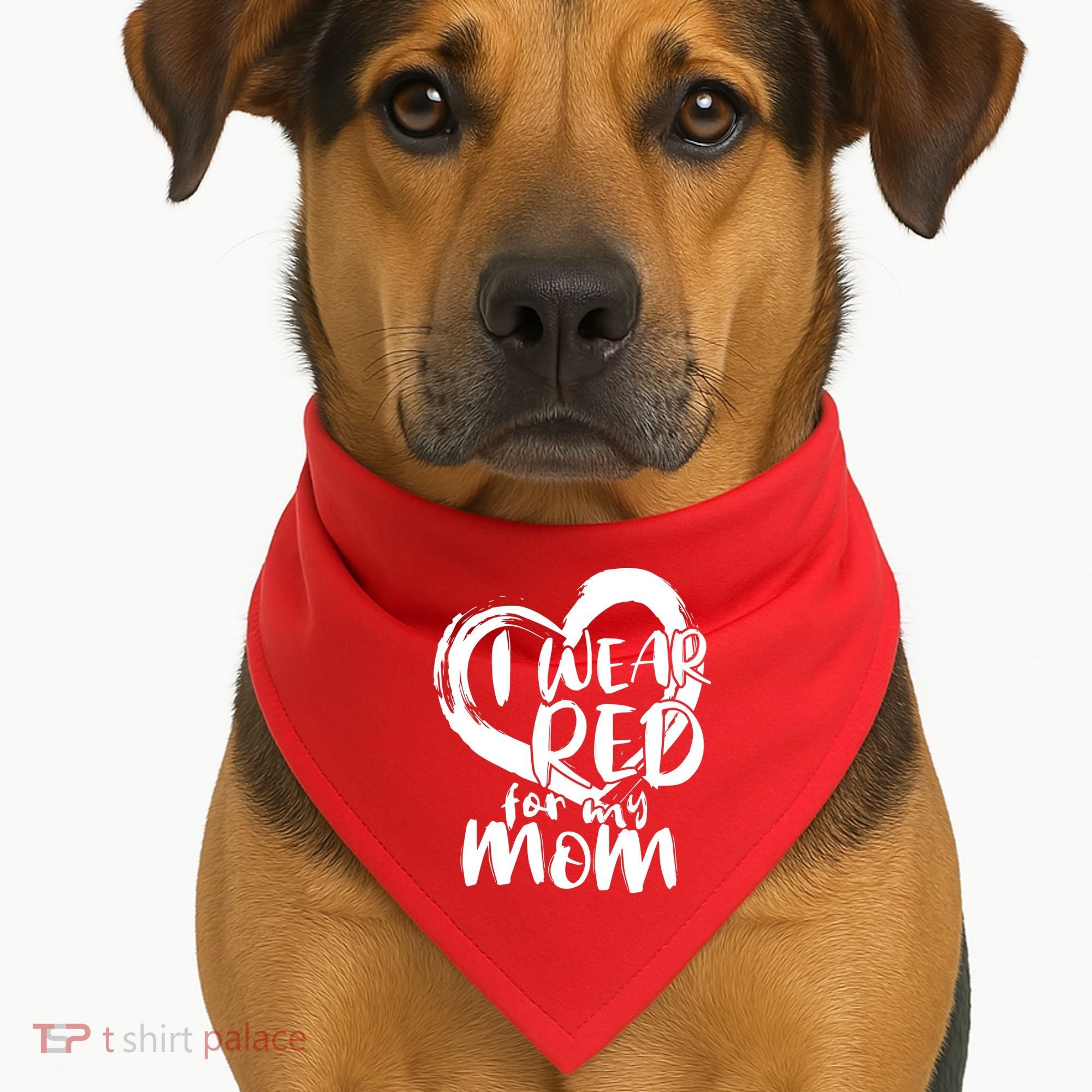 I Wear Red For My Mom Heart disease Awareness USA-Made Doggie Bandana