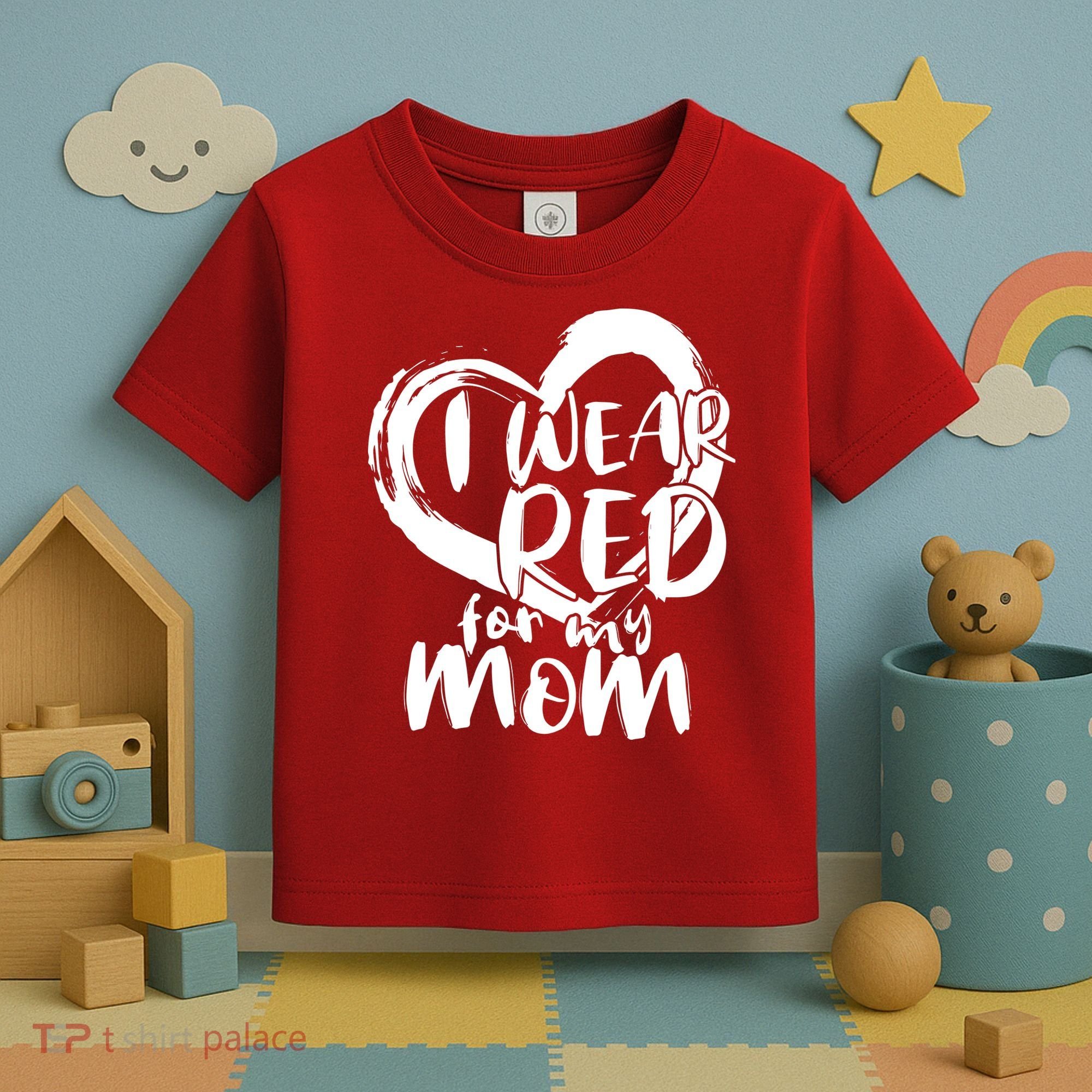 I Wear Red For My Mom Heart disease Awareness Toddler T-Shirt