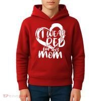 I Wear Red For My Mom Heart disease Awareness Kids Hoodie thumb 4