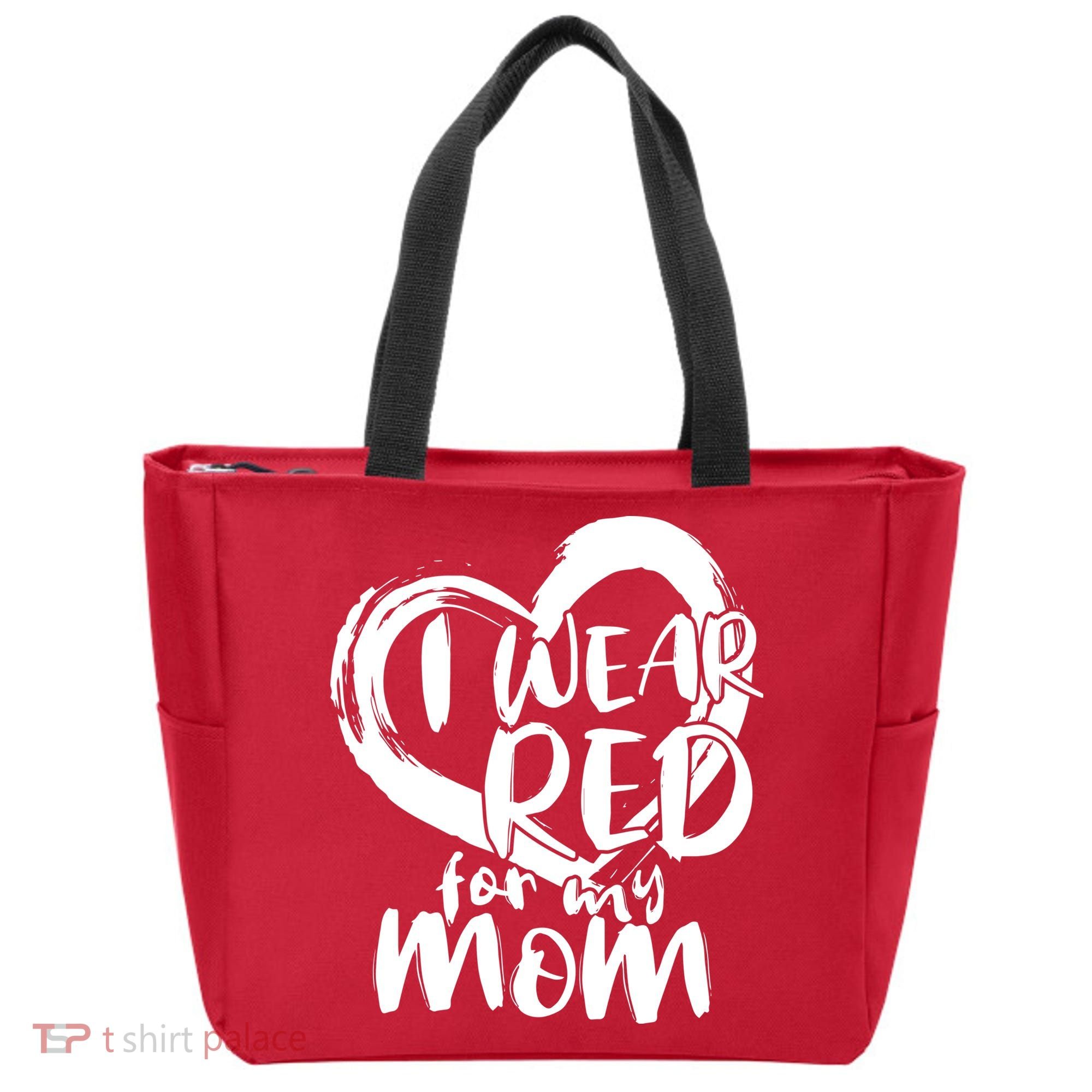 I Wear Red For My Mom Heart disease Awareness Tote Bag