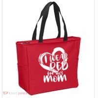 I Wear Red For My Mom Heart disease Awareness Tote Bag thumb 2