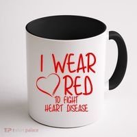 I Wear Red To Fight Heart Disease Coffee Mug thumb 1