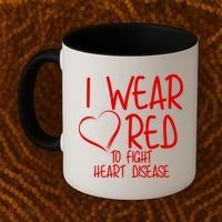 I Wear Red To Fight Heart Disease Coffee Mug thumb 2