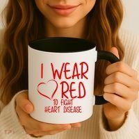 I Wear Red To Fight Heart Disease Coffee Mug thumb 3