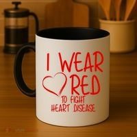 I Wear Red To Fight Heart Disease Coffee Mug thumb 4