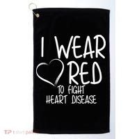 I Wear Red To Fight Heart Disease Golf Towel thumb 0