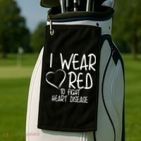 I Wear Red To Fight Heart Disease Golf Towel thumb 2