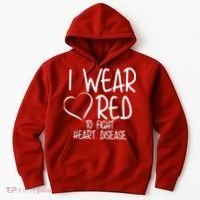 I Wear Red To Fight Heart Disease Hoodie thumb 0