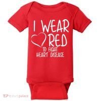 I Wear Red To Fight Heart Disease Baby Bodysuit thumb 0