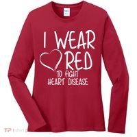 I Wear Red To Fight Heart Disease Women's Long Sleeve Shirt thumb 0