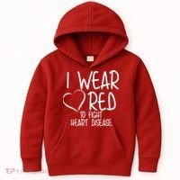 I Wear Red To Fight Heart Disease Kids Hoodie thumb 0