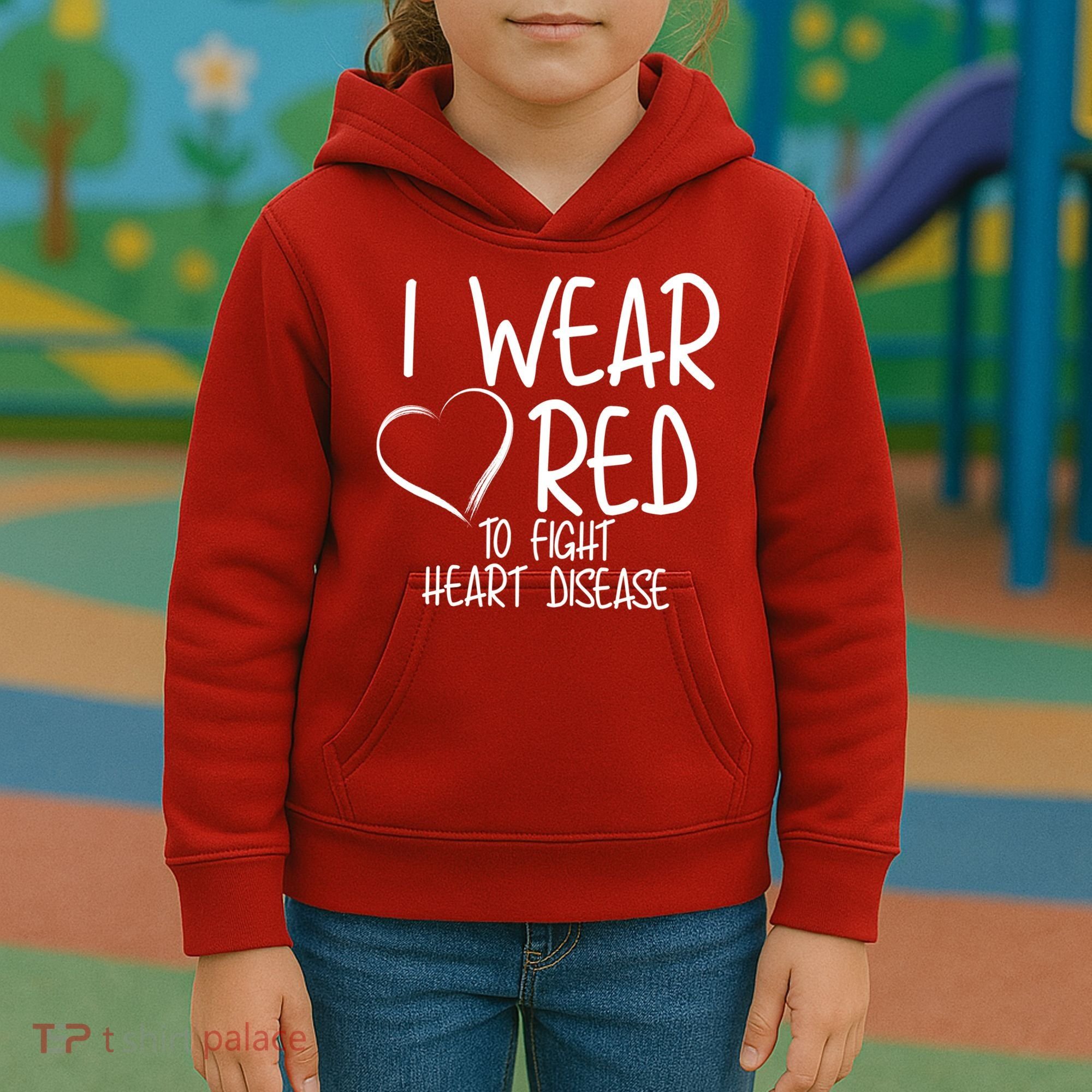 I Wear Red To Fight Heart Disease Kids Hoodie
