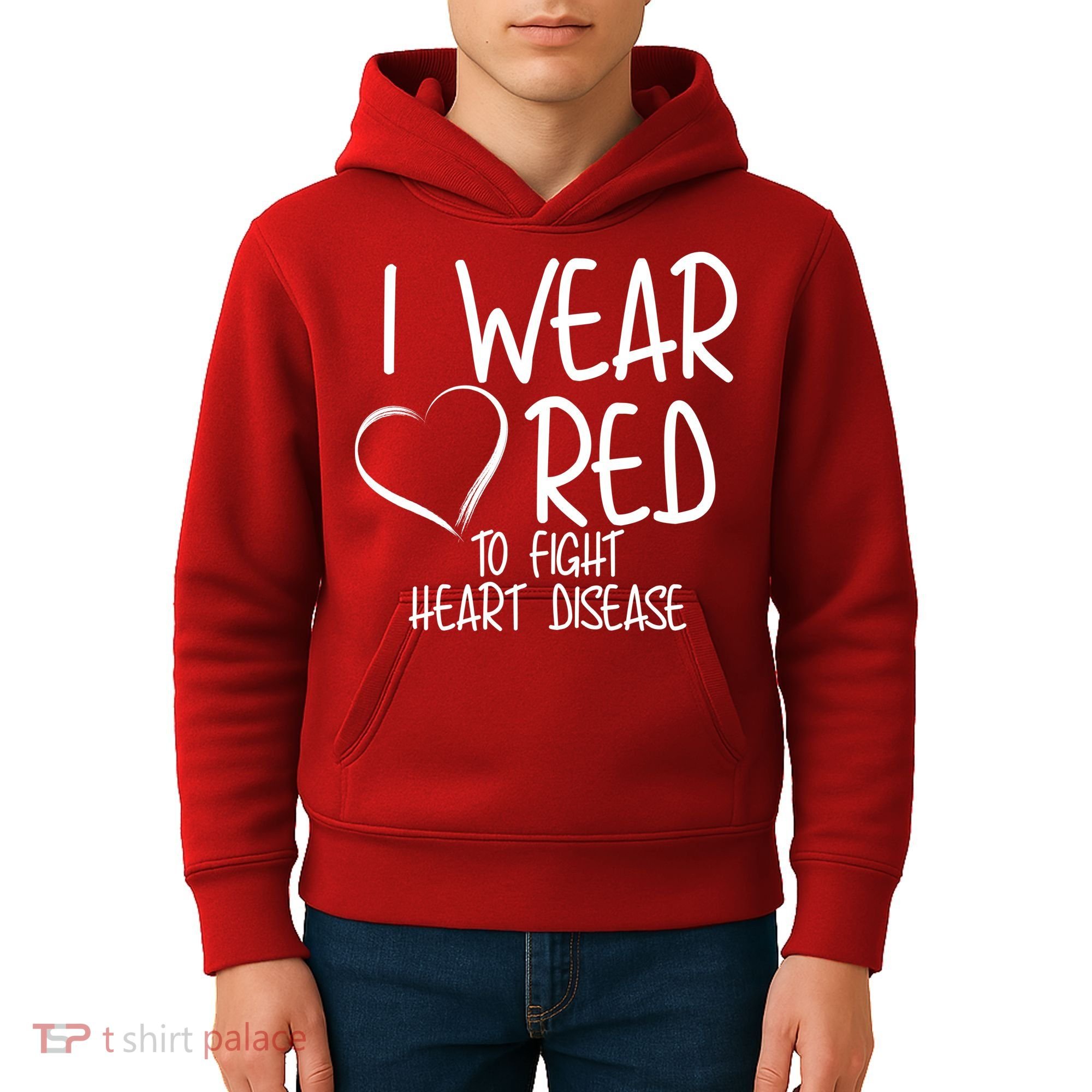 I Wear Red To Fight Heart Disease Kids Hoodie