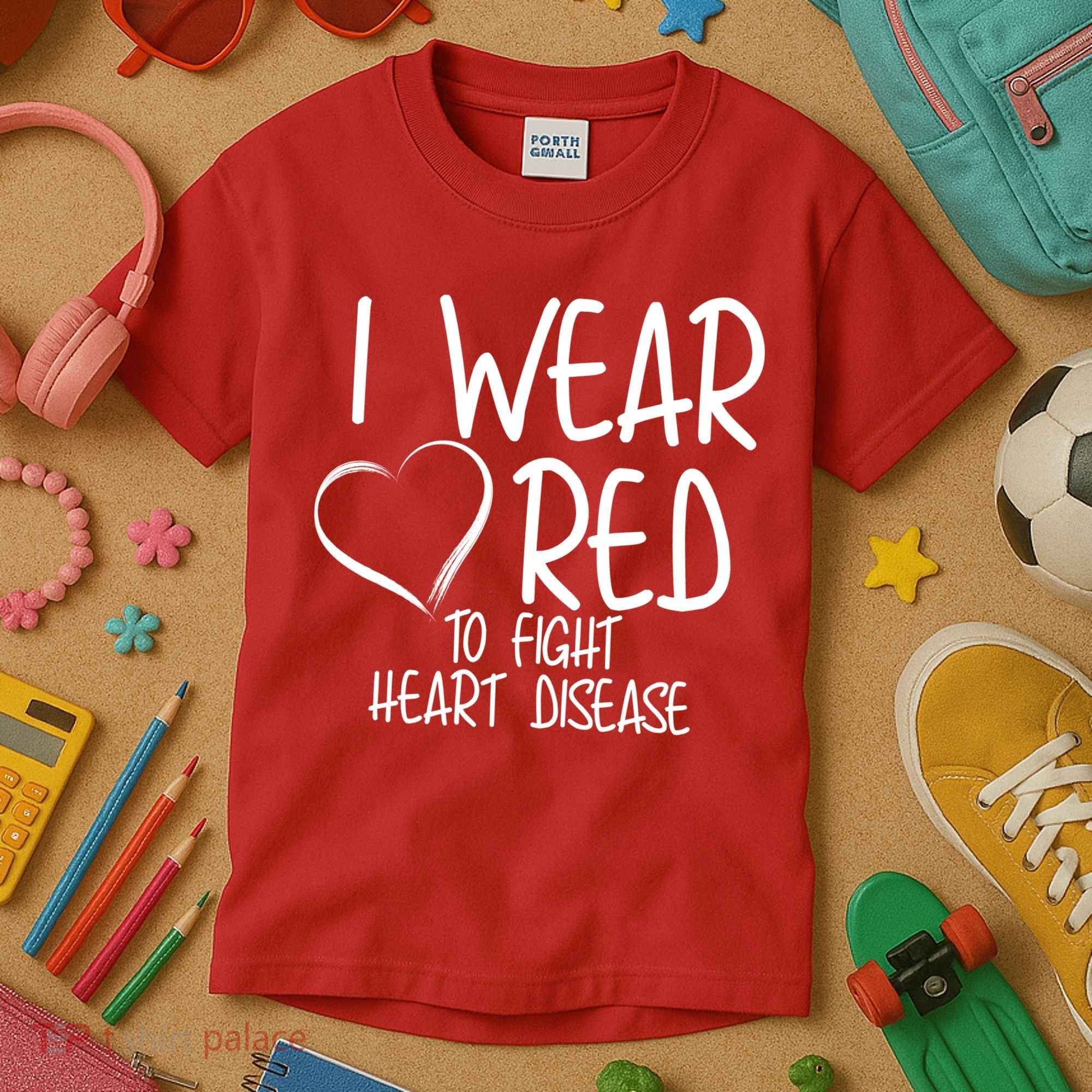 I Wear Red To Fight Heart Disease Kids T-Shirt